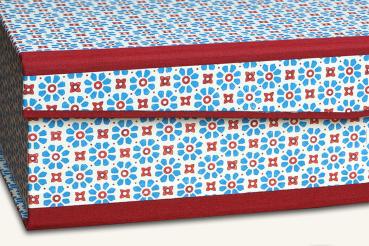 Schachtel blau rot "Resi", Blumendesign